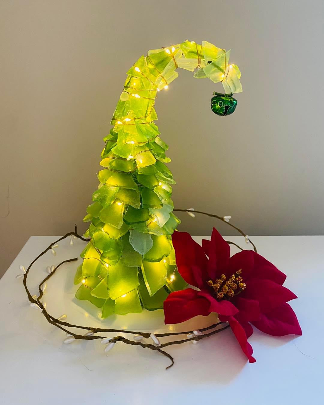 Grinch Sea Glass Tree Mail Home Party